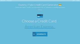 Generate fake Credit Card numbers for eCommerce testing purposes. Dummy CC numbers 