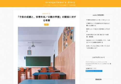 世帯年収が高い、もしくは父親の学歴が高い世帯の子供は、学力が上がる、というツイートが話題となっていまして、返信をつけたら結構反応がありました。 親がチートの方法を知ってると子供は強いです。だからと言って統計に負ける必要は無く、親の学力が低くても独力で切り開く人もいます。こういった統計のワナに飲み込まれないためのコツは、異端になることかな、と思います。 — orangeitems / ブロガー / note (@orangeitems_) July 20, 2020 この内容について、解説を付けておきたいと思います。 私自身はこの統計をひっくり返した立場にいます。この傾向の通りにならなかった、と…