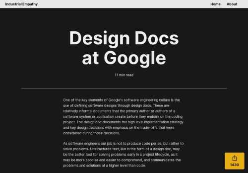 One of the key elements of Google's software engineering culture is the use of defining software designs through design docs. These are...