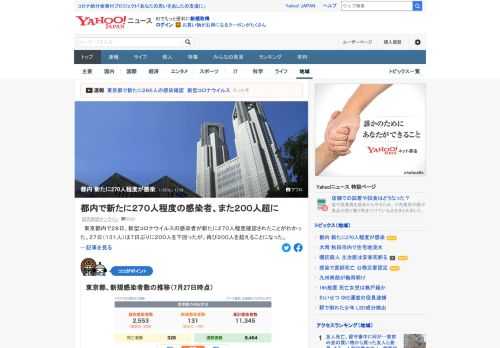 東京都内で28日、新型コロナウイルスの感染者が新たに270人程度確認されたことがわかった。27日には、新規感染者が7日ぶりに200人を下回っていた。