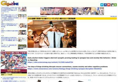 「酒は百薬の長」という言葉はありますが、実際にはアルコールが体にどんな影響を与えるのかは詳しくわかっておらず、記事作成時点でも研究が続けられています。そんなアルコールを連日大量に摂取すると、脳のニューロン(神経細胞)が破壊され、不安を誘発することが実験で確認されました。