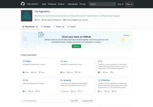 Open Source resource for learning Data Structures & Algorithms and their implementation in any Programming Language - The Algorithms