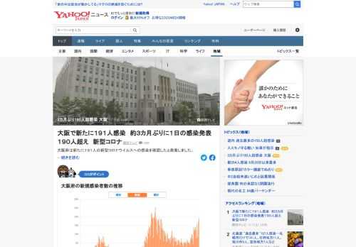 大阪府は新たに191人の新型コロナウイルスへの感染を確認したと発表した。1日に発表される感染者が190人を上回るのは、8月14日以来、約3カ月ぶり。新たに感染が確認された男女191人のうち、140人は感染経路がわかっていない。