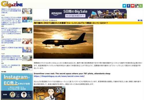 国際線のフライトはときに1日以上にわたる場合もあるため、機内で働く客室乗務員や交代で飛行機を操縦するパイロットも機内で休憩を取る必要があります。客室乗務員やパイロットが客の存在から離れて休憩を取ることができるように、国際線の飛行機内には「クルーレスト」という隠された休憩室が存在しています。