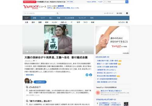 日本相撲協会は、来年1月の大相撲初場所（10日初日、東京・両国国技館）の番付編成会議を開き、十両昇進力士4人を発表。元横綱大鵬の孫で、元関脇貴闘力の3男の納谷が新十両昇進を果たした。王鵬への改名も発表された。