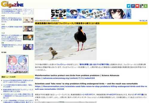 うそや偽の情報で人を惑わすフェイクニュースを使うことで、「都市を停電に追い込むテロが実行可能」と指摘されるなど、フェイクニュースには危険な側面があると警鐘が鳴らされています。そんなフェイクニュースを武器にして、人間が持ち込んだ捕食者から絶滅危惧種の鳥類を救う試みを科学者がスタートさせました。