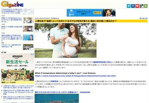 一部のワニやカメでは、卵の周囲の環境温度によって子どもの性別が変化する温度依存性決定(TSD)という現象が見られ、温度によって生まれてくる子どもの性別が変化します。科学系メディアのLive Scienceが、「もし人間でも温度によって生まれてくる子どもの性別が変わる場合、何が起こり得るのか？」という疑問についてまとめています。