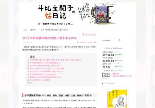一部地域で過熱していると言われる中学受験について、一通りのことが理解できたので、なぜ「中学受験は親の受験」と言われるのかを今日は書きます。 中学受験率が高いのは東京、高知、奈良、京都、広島、神奈川、和歌山 中学受験偏差値 50 ≠ 高校受験偏差値 50 なぜ「中学受験は親の受験」と言われるか 親のキャパシティ（学力・お金） ≒ 子どもの成績 塾に通わなければ中学受験で合格できないか 中学受験の勉強はいつから始めるか 難関校向けの中学受験の勉強は役に立つか 子どもの"意志" ≒ 親の意志 締め 中学受験率が高いのは東京、高知、奈良、京都、広島、神奈川、和歌山 中学受験の話題を出すと、東京都、もし…