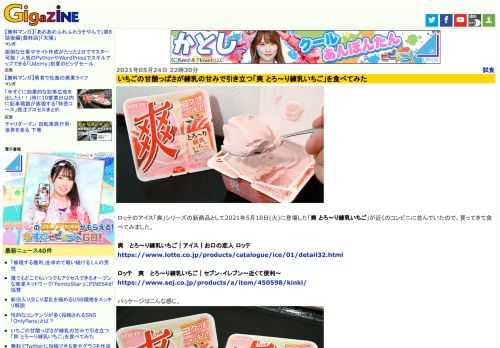 ロッテのアイス「爽」シリーズの新商品として2021年5月18日(火)に登場した「爽 とろ～り練乳いちご」が近くのコンビニに並んでいたので、買ってきて食べてみました。