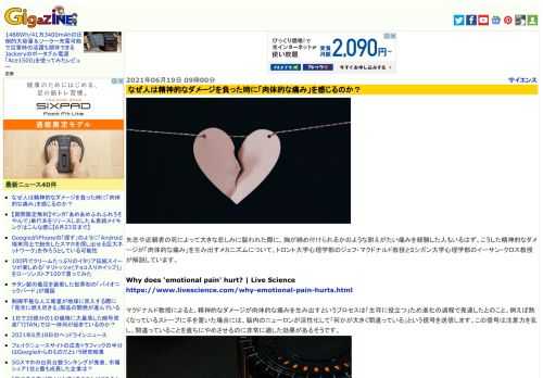 失恋や近親者の死によって大きな悲しみに襲われた際に、胸が締め付けられるかのような耐えがたい痛みを経験した人もいるはず。こうした精神的なダメージが「肉体的な痛み」を生み出すメカニズムについて、トロント大学心理学部のジェフ・マクドナルド教授とミシガン大学心理学部のイーサン・クロス教授が解説しています。