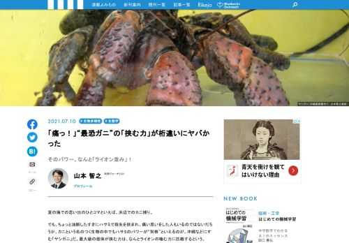 ハサミを振りかざす甲殻類たち──。なかでも“別格”といえるパワーをもつのが、沖縄などにすむ「ヤシガニ」だ。最大級の個体が挟む力は、なんとライオンの噛む力に匹敵するという。