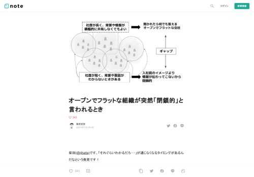     柴田(@4bata)です。「それぐらいわかるだろ･･･」が通じなくなるタイミングがあるんだなという発見です！  考えたきっかけ：「オープンでフラットだと思ってたけど、結構閉鎖的なところもある」というセリフを聞いた  その人に情報が伝わってなかったのかな。私の最初の感想は「前からそうだった気がするけどな･･･」。以前から整った形で情報はちゃんと流れてない。私にとっては、今働いている会社が閉鎖的には見えてない。実際には閉鎖的な部分があるのだろう。その差を理解してみたくなった。  情報の伝わり方を単純化して考える  近くにいる人には自分の活動内容や背景にある意図が勝手に届くとする。携