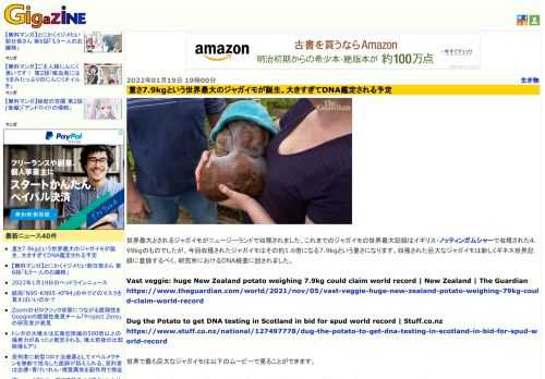 世界最大とされるジャガイモがニュージーランドで収穫されました。これまでのジャガイモの世界最大記録はイギリス・ノッティンガムシャーで収穫された4.99kgのものでしたが、今回収穫されたジャガイモはその約1.6倍になる7.9kgという重さになります。収穫された巨大なジャガイモは新しくギネス世界記録に登録するべく、研究所におけるDNA検査に回されました。