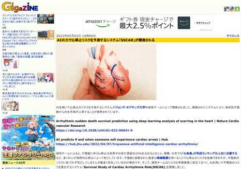 AIを用いて心停止のリスクを予測するシステムがジョンズ・ホプキンズ大学の研究チームによって開発されました。開発されたシステムにより、致死性不整脈からの生存率が上昇することが期待されています。