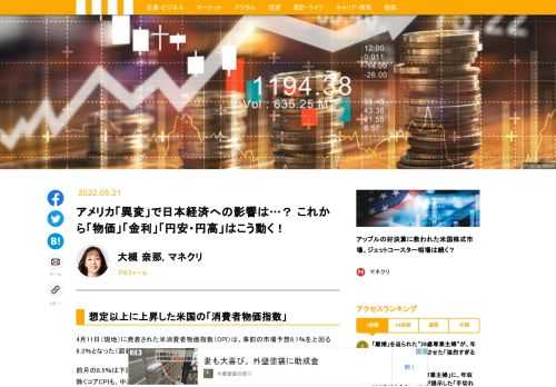 4月11日（現地）に発表された米消費者物価指数（CPI）は、事前の市場予想8.1％を上回る8.3％となった。前月の8.5％は下回ったものの、引き続き極めて高い状況が続いている。食品とエネルギーを除くコアCPIも、中古車や医療品等の価格の落ち着きで、前月の6.5％から6.2％へと伸びは減速したものの、依然記録的な高水準である。